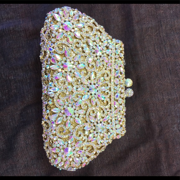 🦄Cindy Evening Bag - Gold w/ AB Aurora Borealis🦄 - Picture 3 of 5